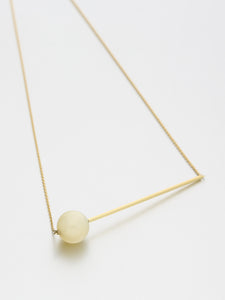 Abacus Moonstone Necklace, Yellow gold Full moon, white moonstone 12 mm