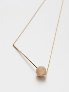 Abacus Moonstone Necklace, Rose gold with dark dusty pink moonstone 12 mm