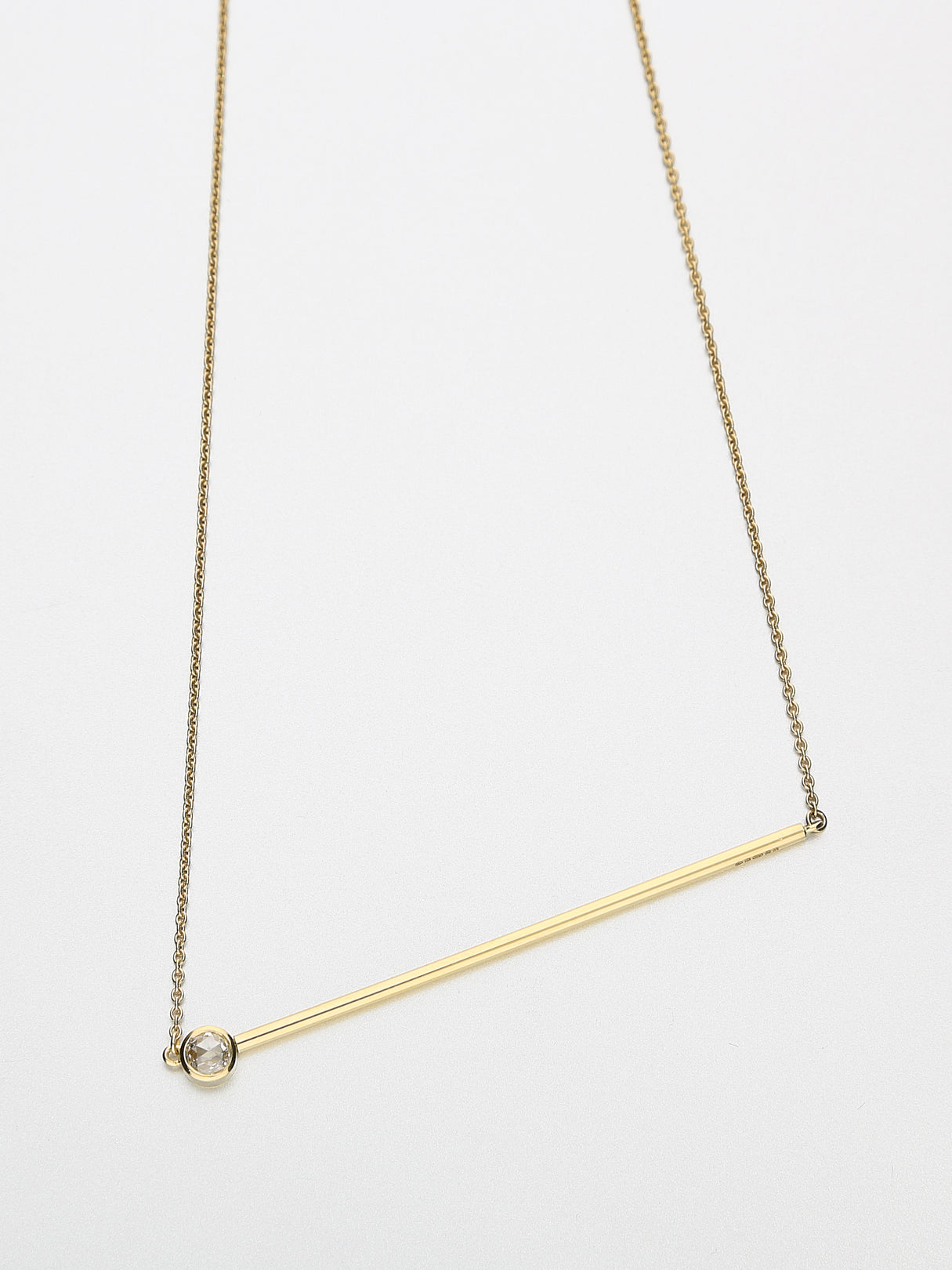 Abacus rose cut Diamond Necklace, Yellow gold with a white rose cut diamond