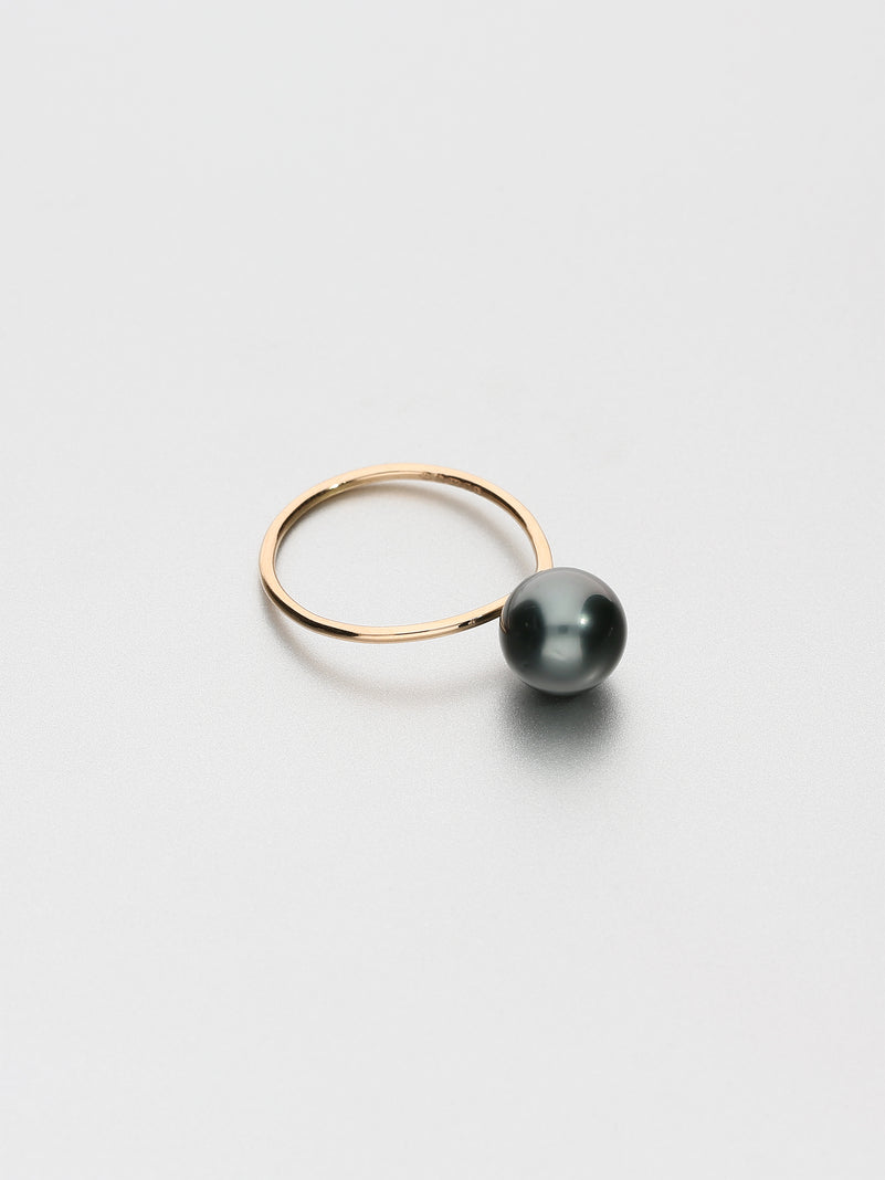 Fine Pearl Ring, Rose gold with dark Tahitian pearl 9mm
