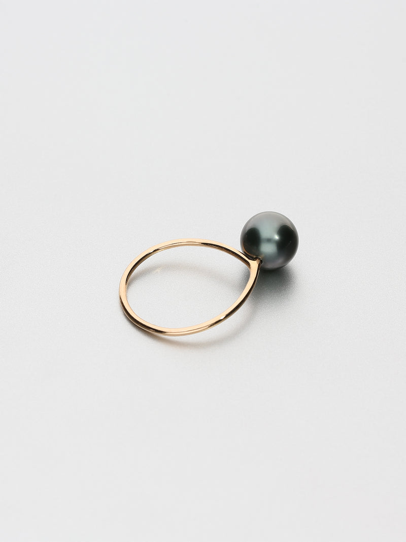 Fine Pearl Ring, Rose gold with dark Tahitian pearl 9mm