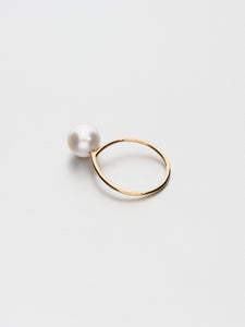 Fine Pearl Ring, Rose gold with white Akoya pearl 8.5mm